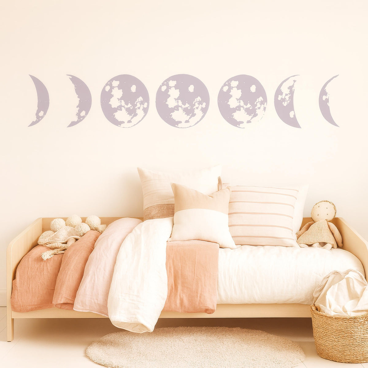 Moon Phase Wall Decal Set size reference on a wall