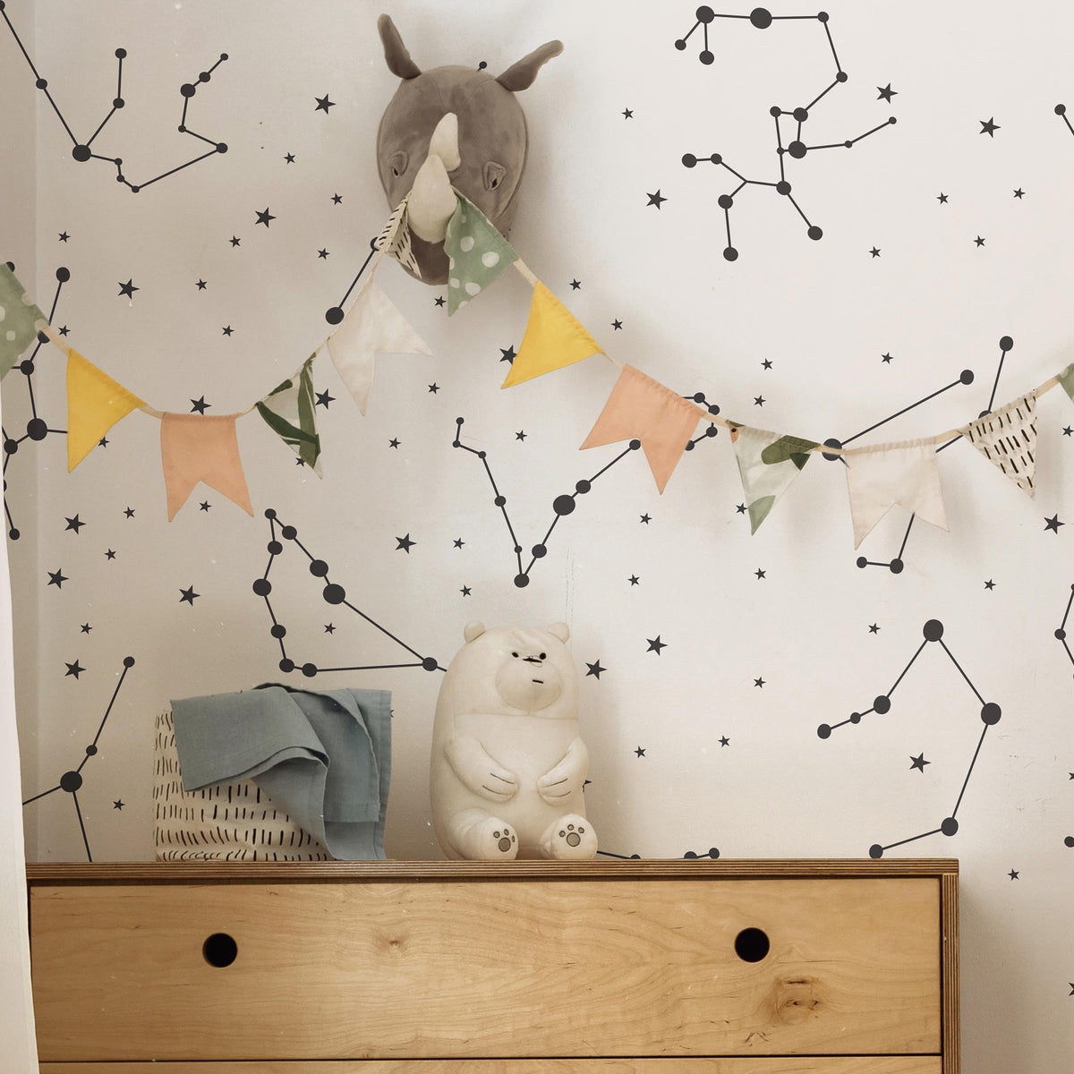 Zodiac Constellation Wall Decals Set styled in a room setting