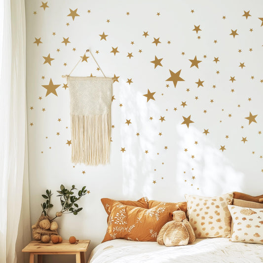 Star Wall Decals Set installed on a styled nursery wall