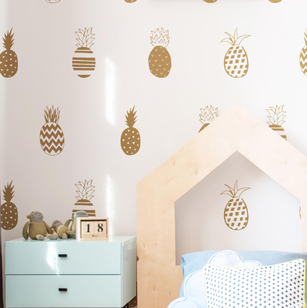 Pineapple Wall Decals Set of displayed in a styled space