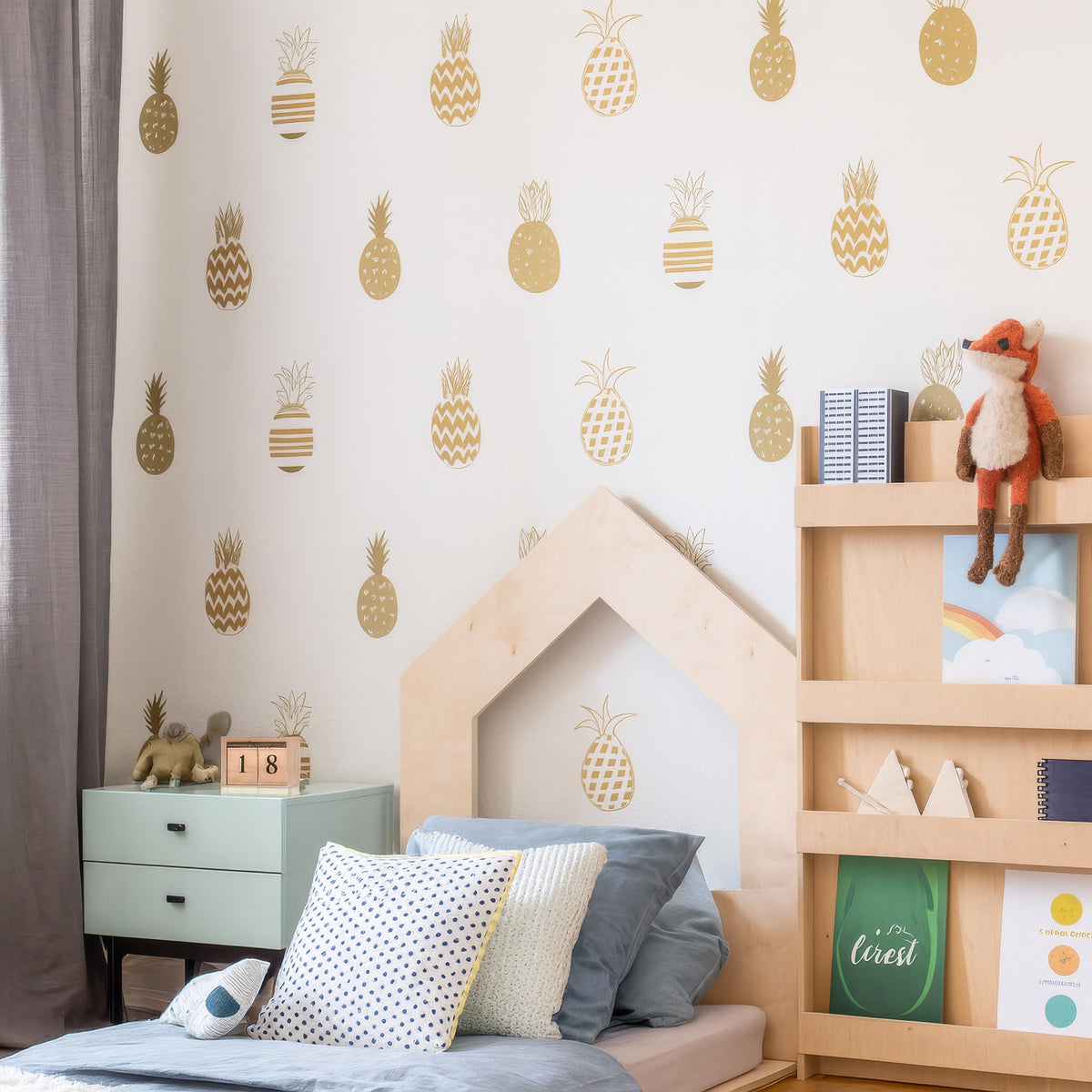 Pineapple Wall Decals Set of styled in a room setting