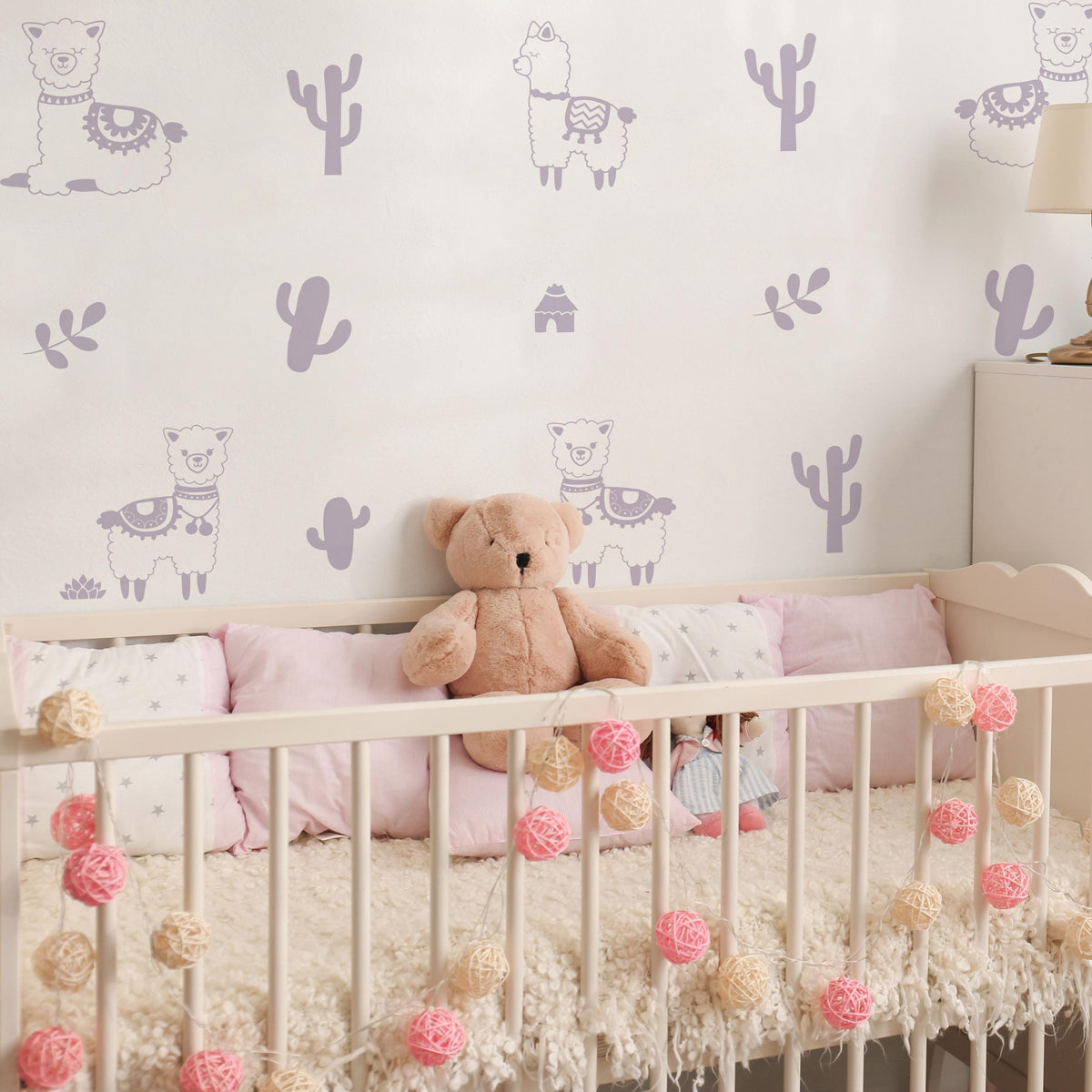 Llama Wall Decal Set styled in a room setting