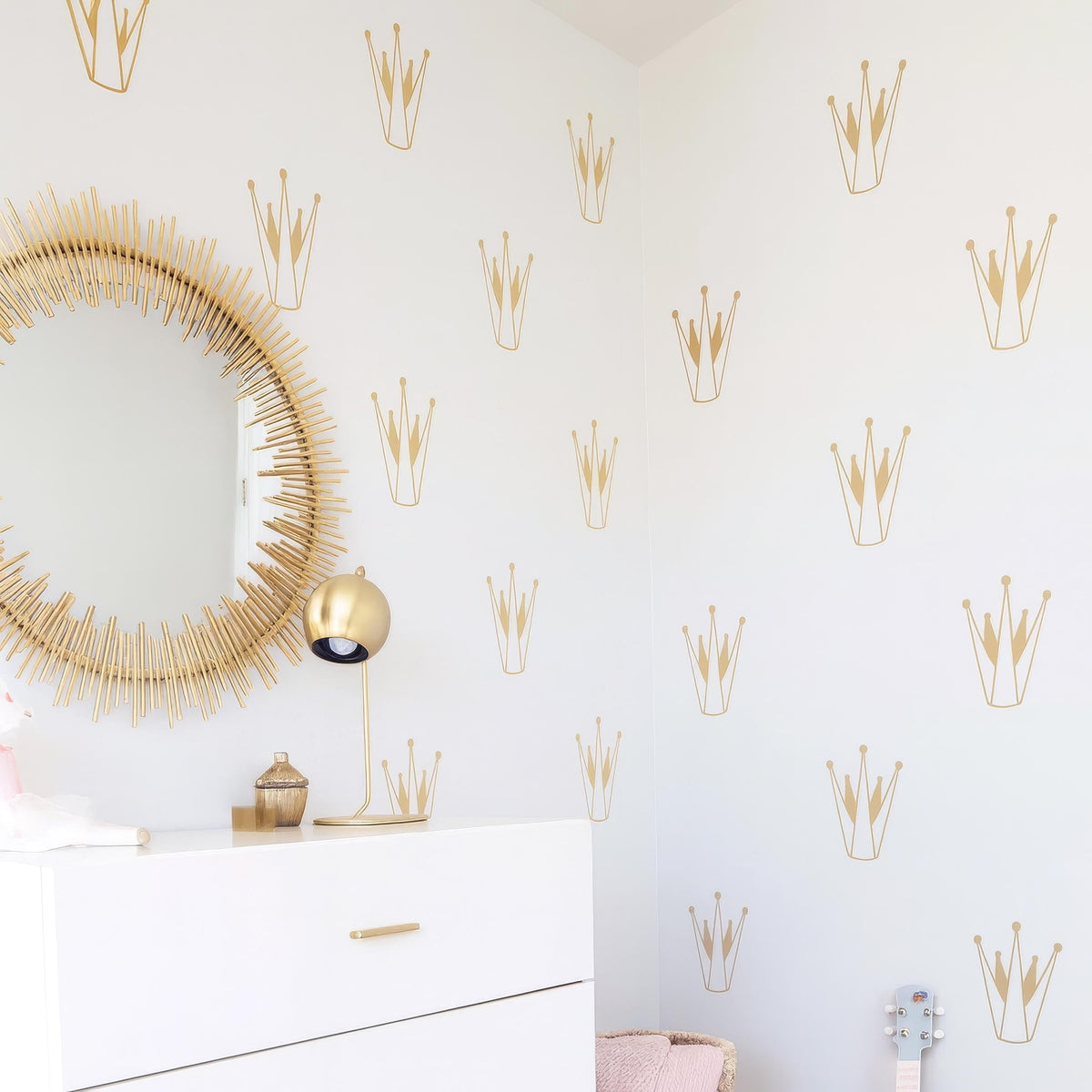 Crown Wall Decals Set (32 or 64) displayed in a styled space