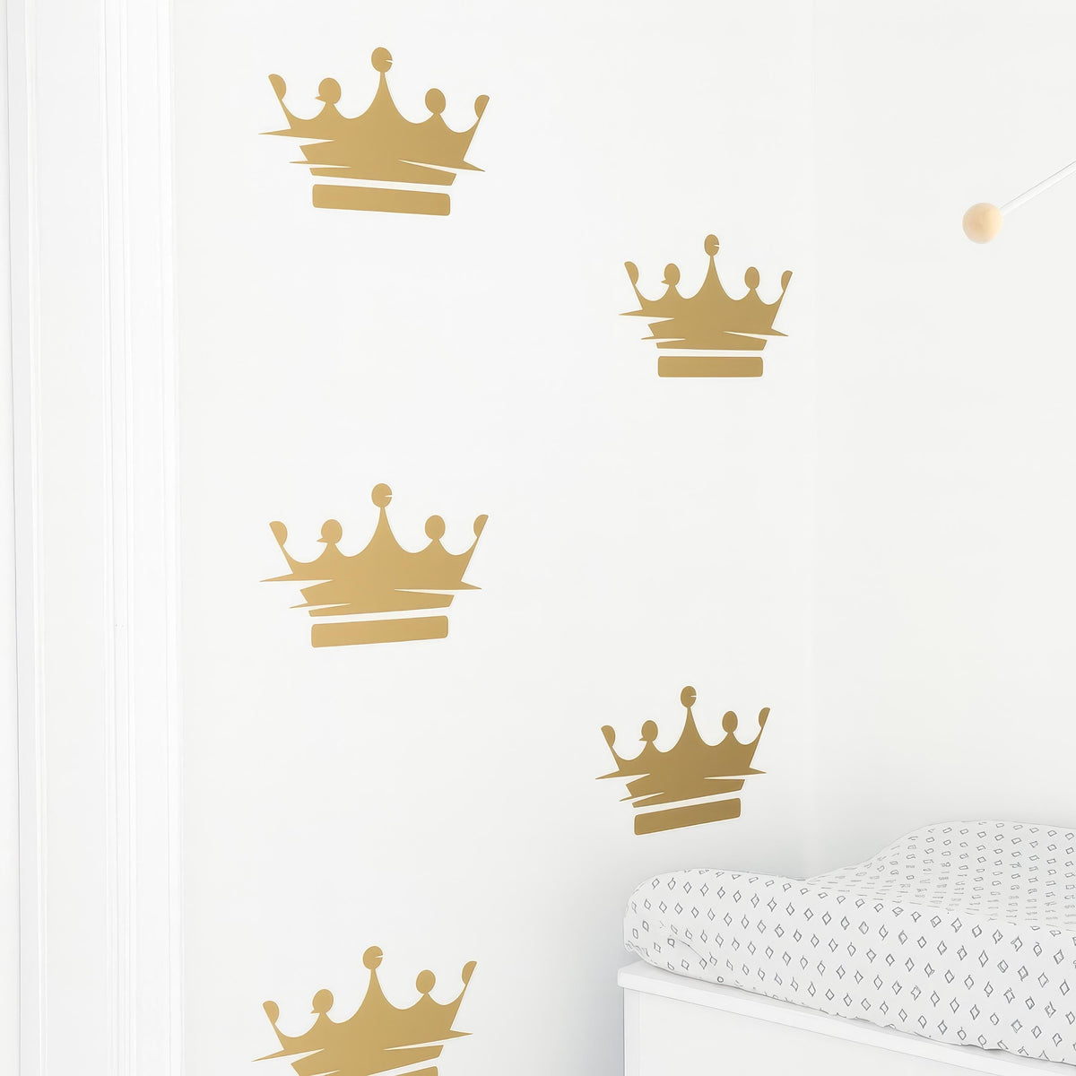 King & Prince Crown Wall Decals (32 or 64) installed on a styled nursery wall