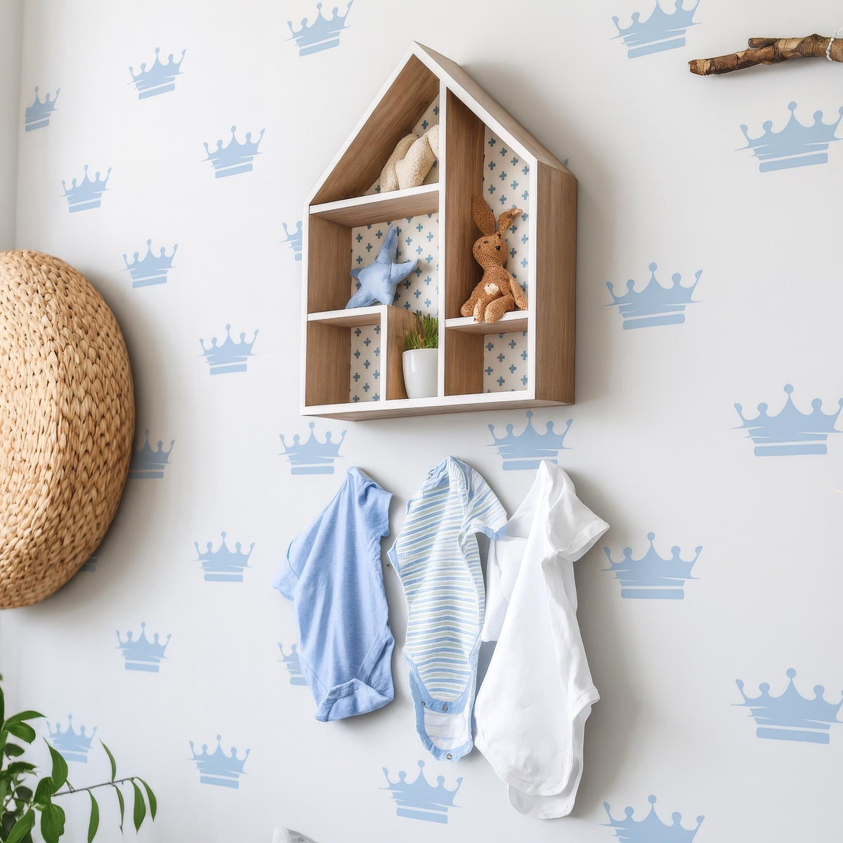 King & Prince Crown Wall Decals (32 or 64) arranged on a feature wall