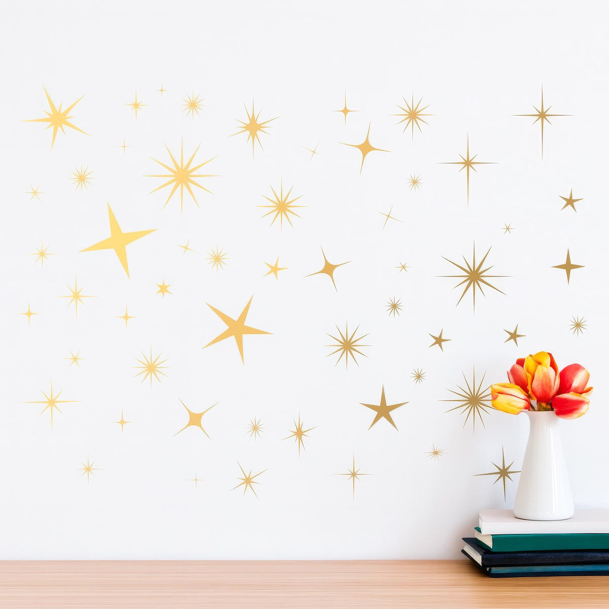 Sparkle Star Wall Decals styled in a room setting