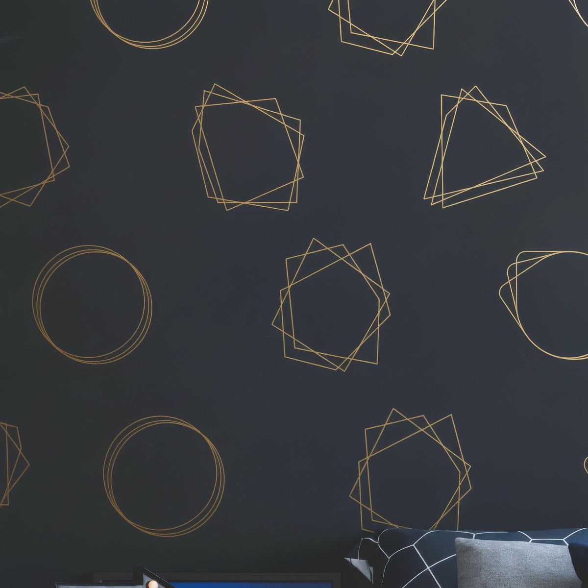 Geometric Wall Decals Set (24) shown in a home interior