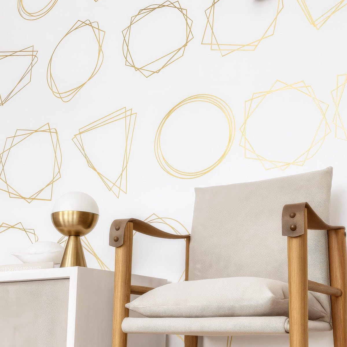 Geometric Wall Decals Set (24) styled in a room setting