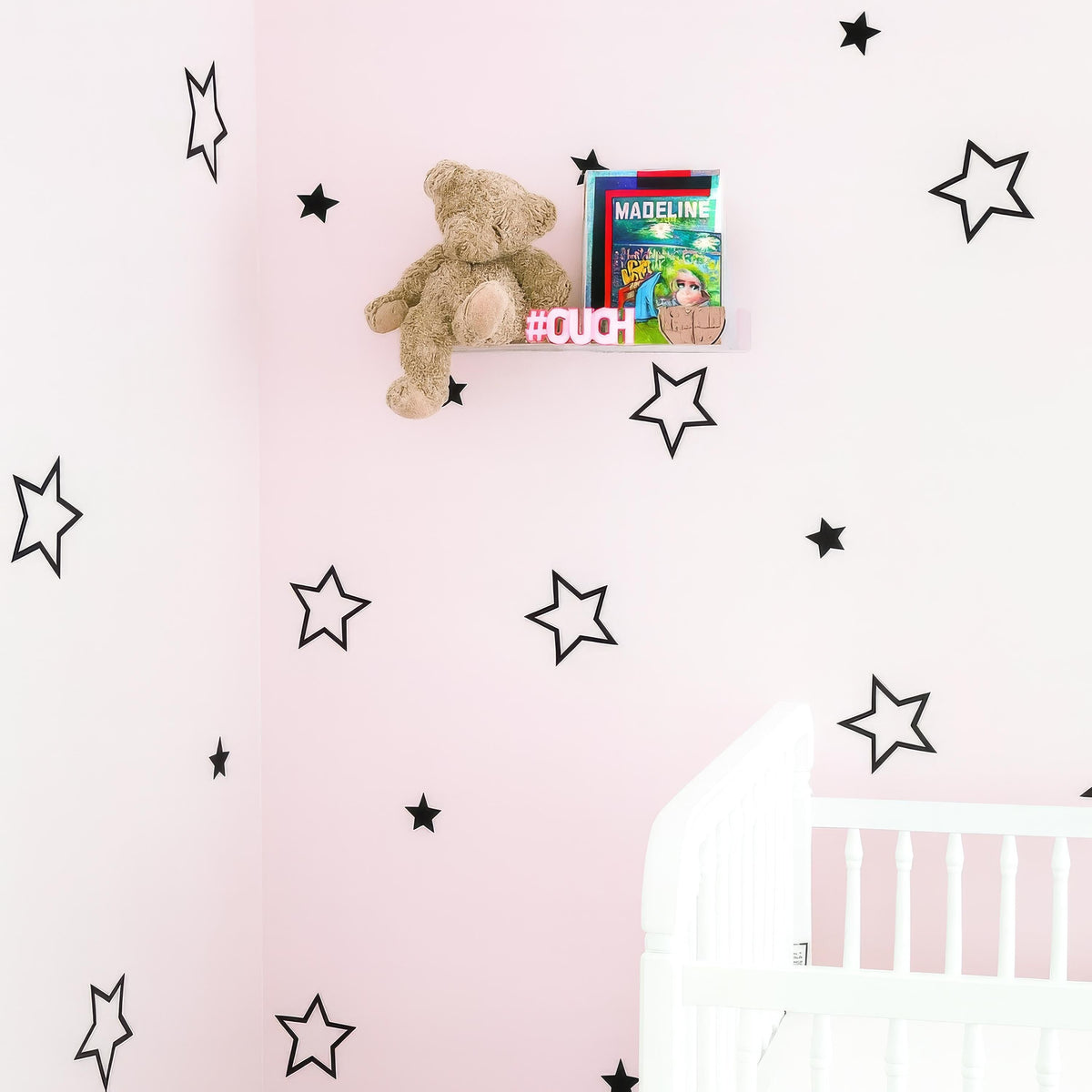 Star Wall Decals – 180/360 Mini Stars 1-2in styled in a room setting