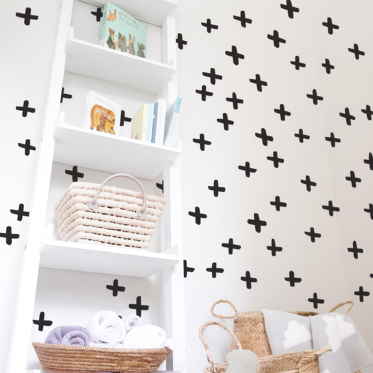 Plus Sign Wall Decals styled in a room setting