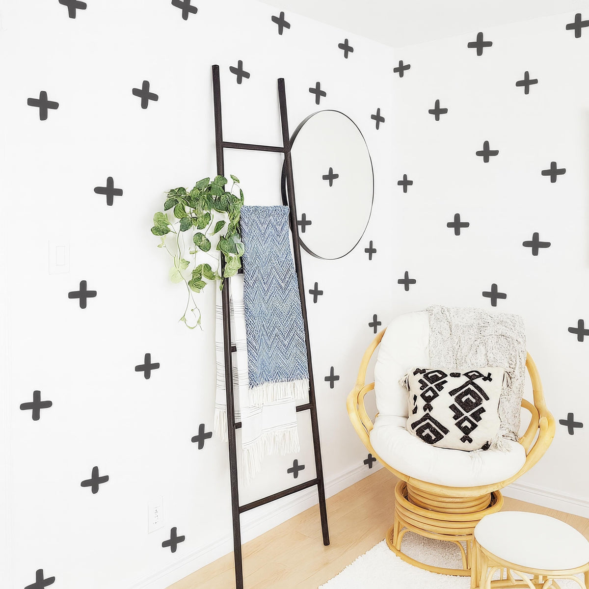 Plus Sign Wall Decals installed on a styled nursery wall