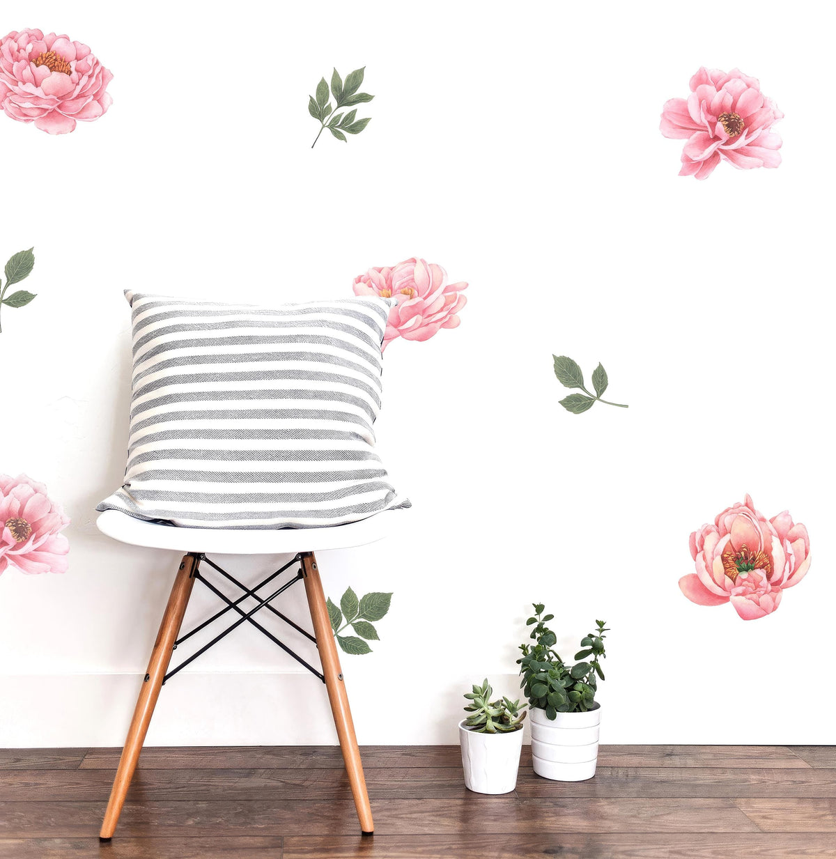 Pink Peony Wall Decals shown in a home interior