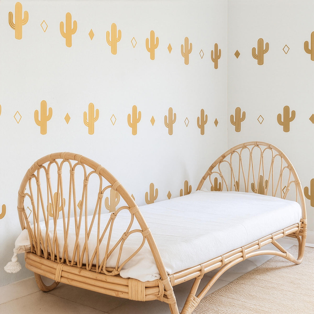 Cactus Wall Decals Set displayed in a styled space