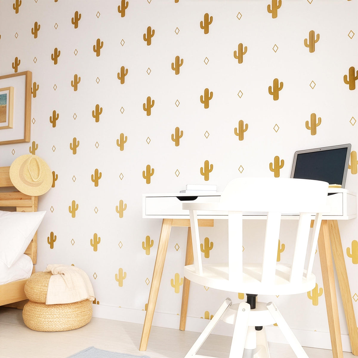 Cactus Wall Decals Set shown in a home interior