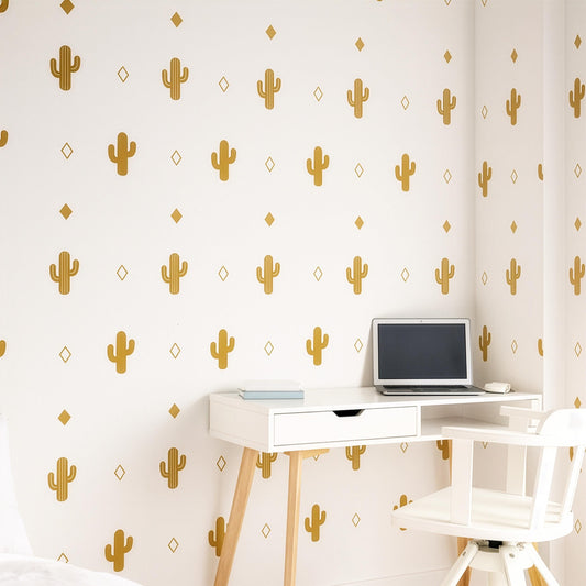 Cactus Wall Decals Set installed on a styled nursery wall