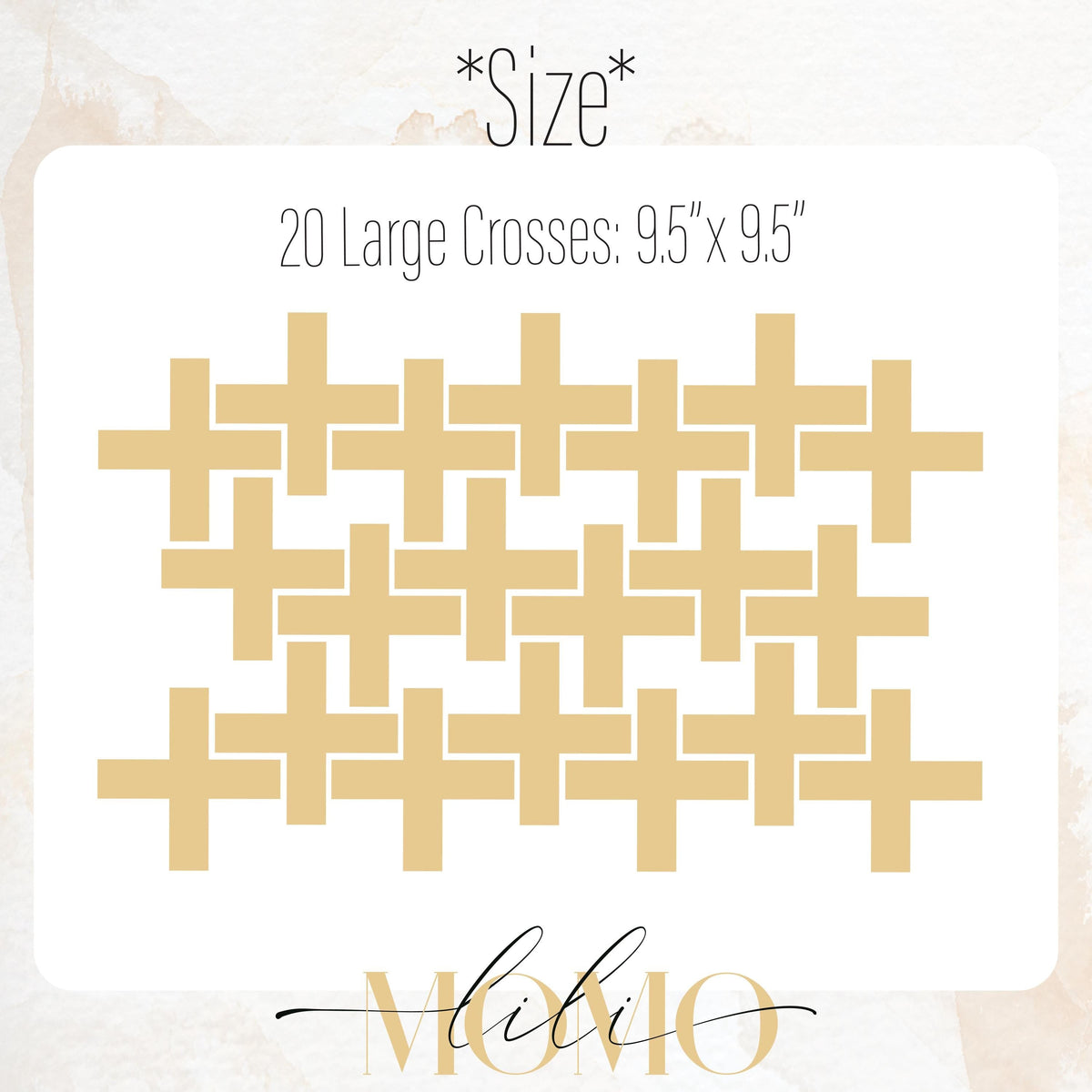 Close-up detail of large cross wall decals (20 pc) matte vinyl finish