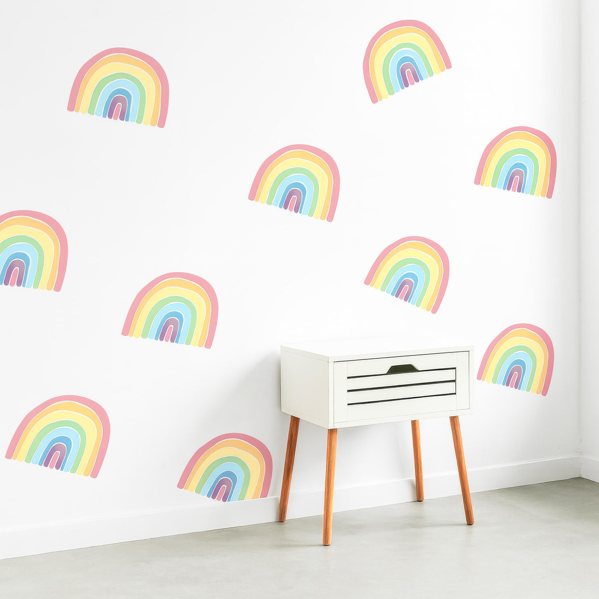 Rainbow Wall Decals styled in a room setting