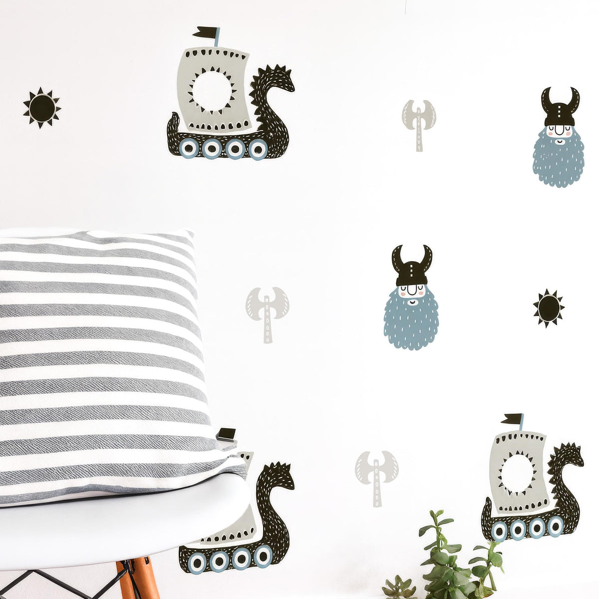 Vikings Wall Decals shown in a home interior
