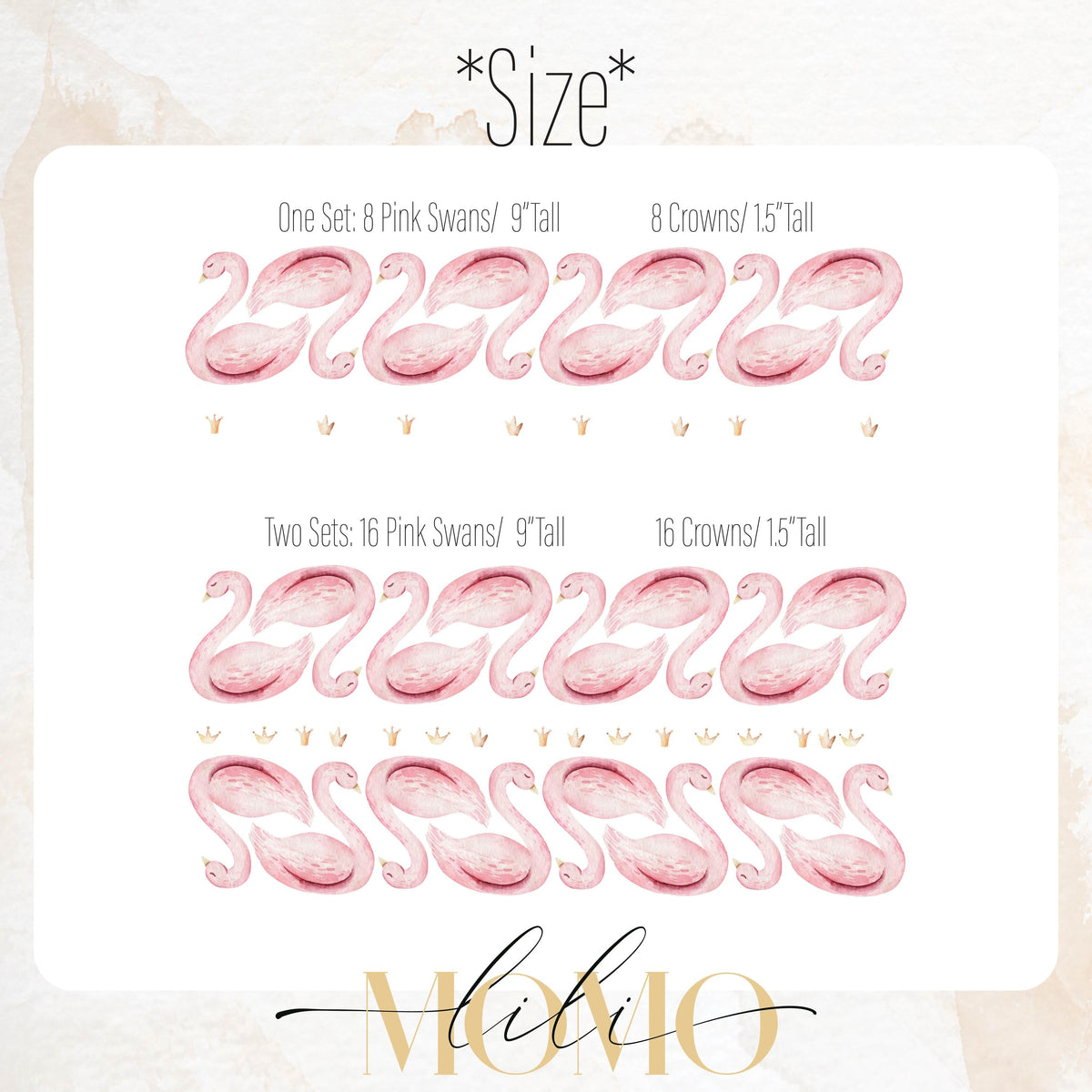 Close-up detail of pink swan wall decals matte vinyl finish