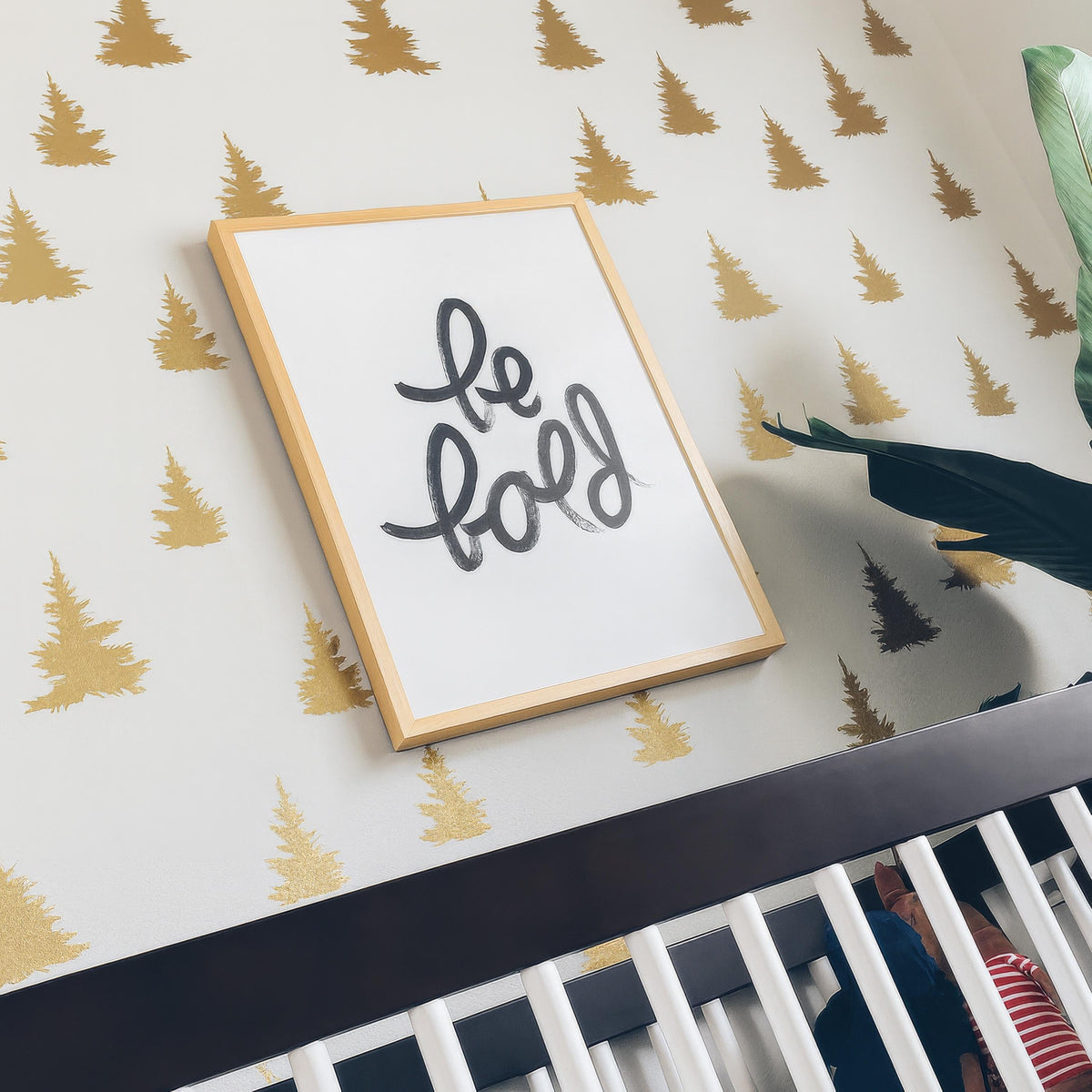 Pine Tree Wall Decals arranged on a feature wall