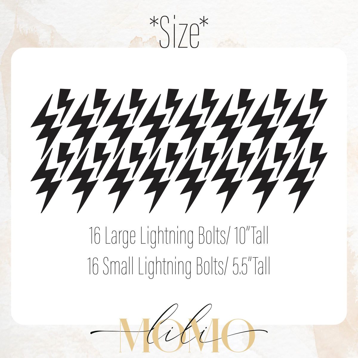 Close-up detail of lightning bolt wall decals set (32 pcs) matte vinyl finish