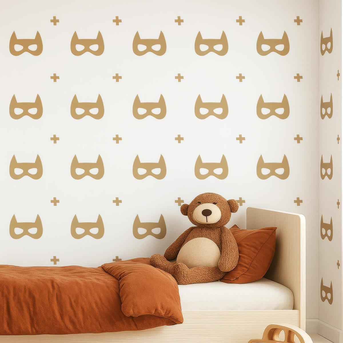 Superhero Mask Wall Decals Set shown in a home interior