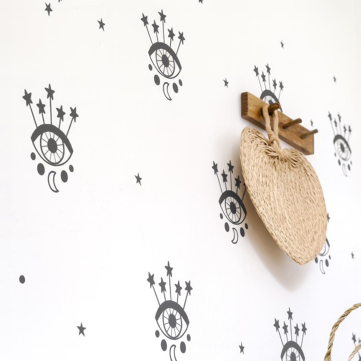 Mystical Eye Wall Decals installed on a styled nursery wall