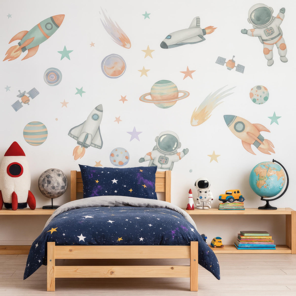 Astronaut Wall Decal Set shown in a home interior