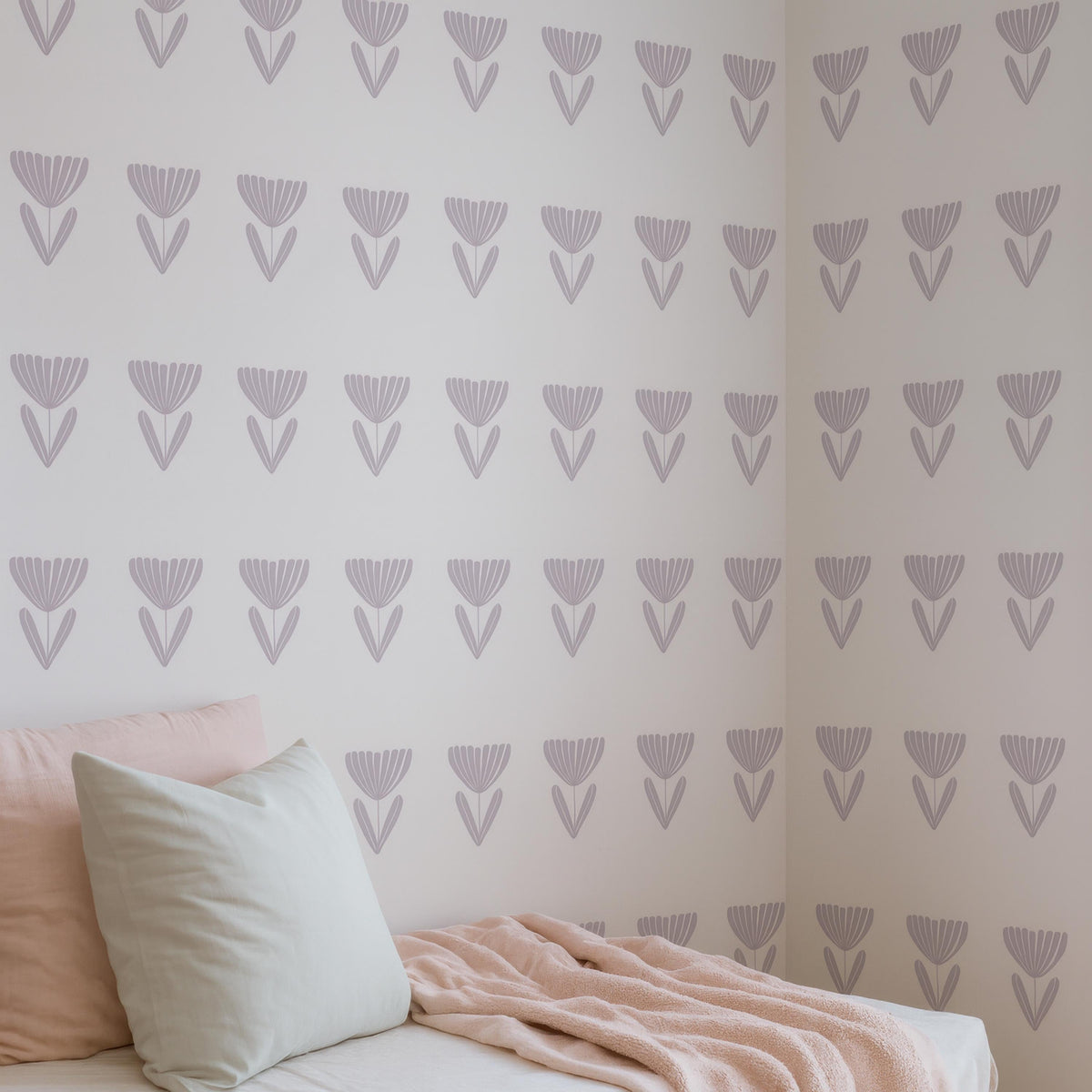 Boho Floral Border Wall Decals styled in a room setting