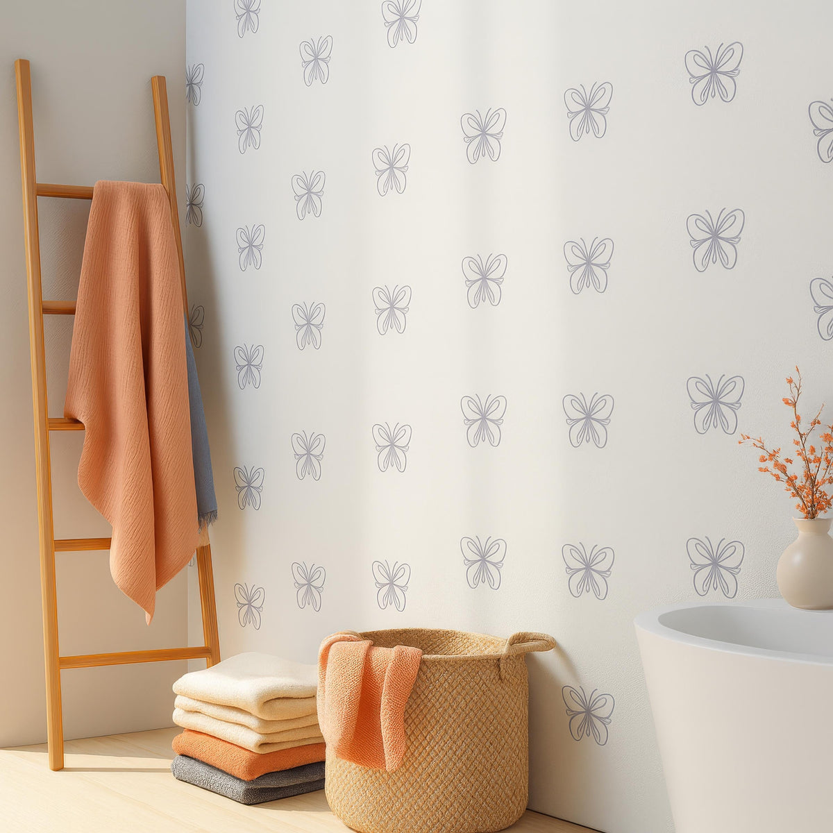 Butterfly Wall Decals Set styled in a room setting