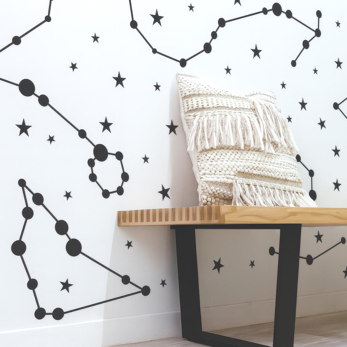 Zodiac Constellation Wall Decals Set installed on a styled nursery wall