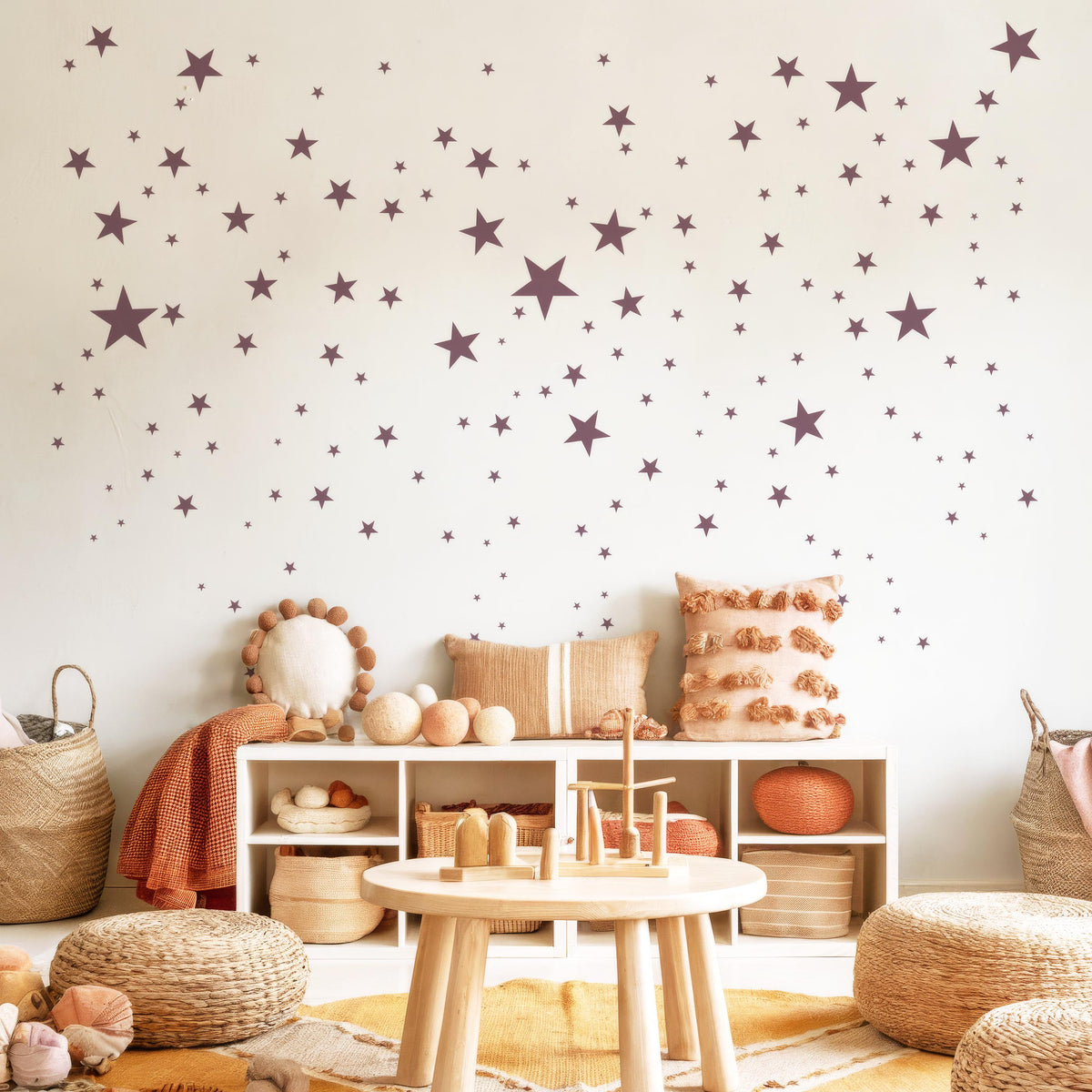 Star Wall Decals Set displayed in a styled space