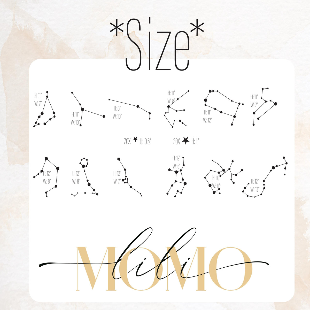 Close-up detail of zodiac constellation wall decals set matte vinyl finish