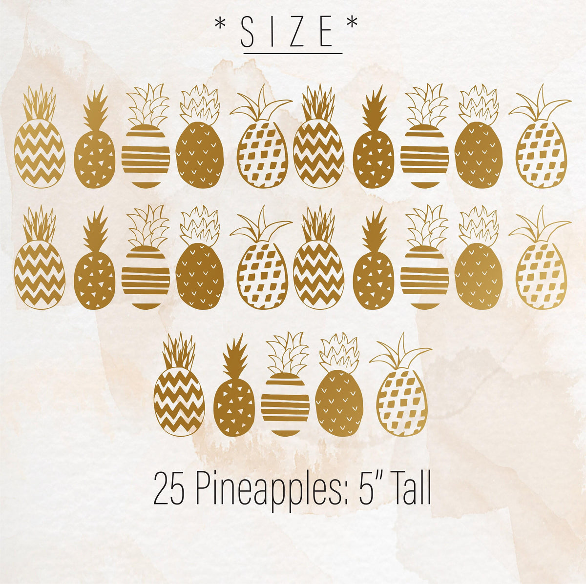 Close-up detail of pineapple wall decals set of matte vinyl finish