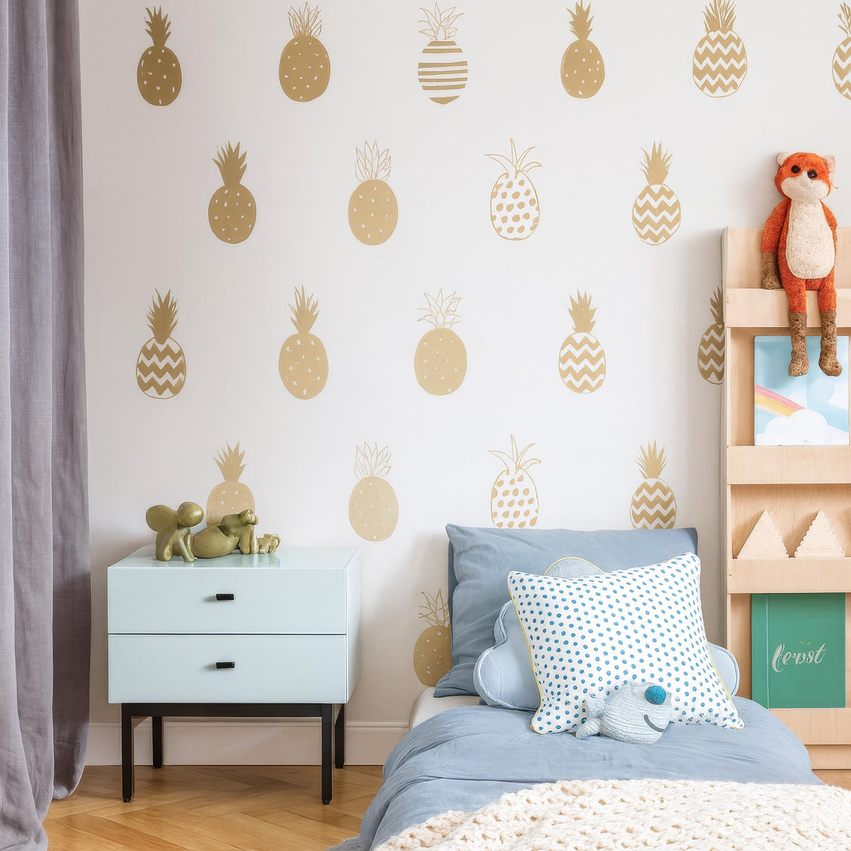 Pineapple Wall Decals Set of arranged on a feature wall