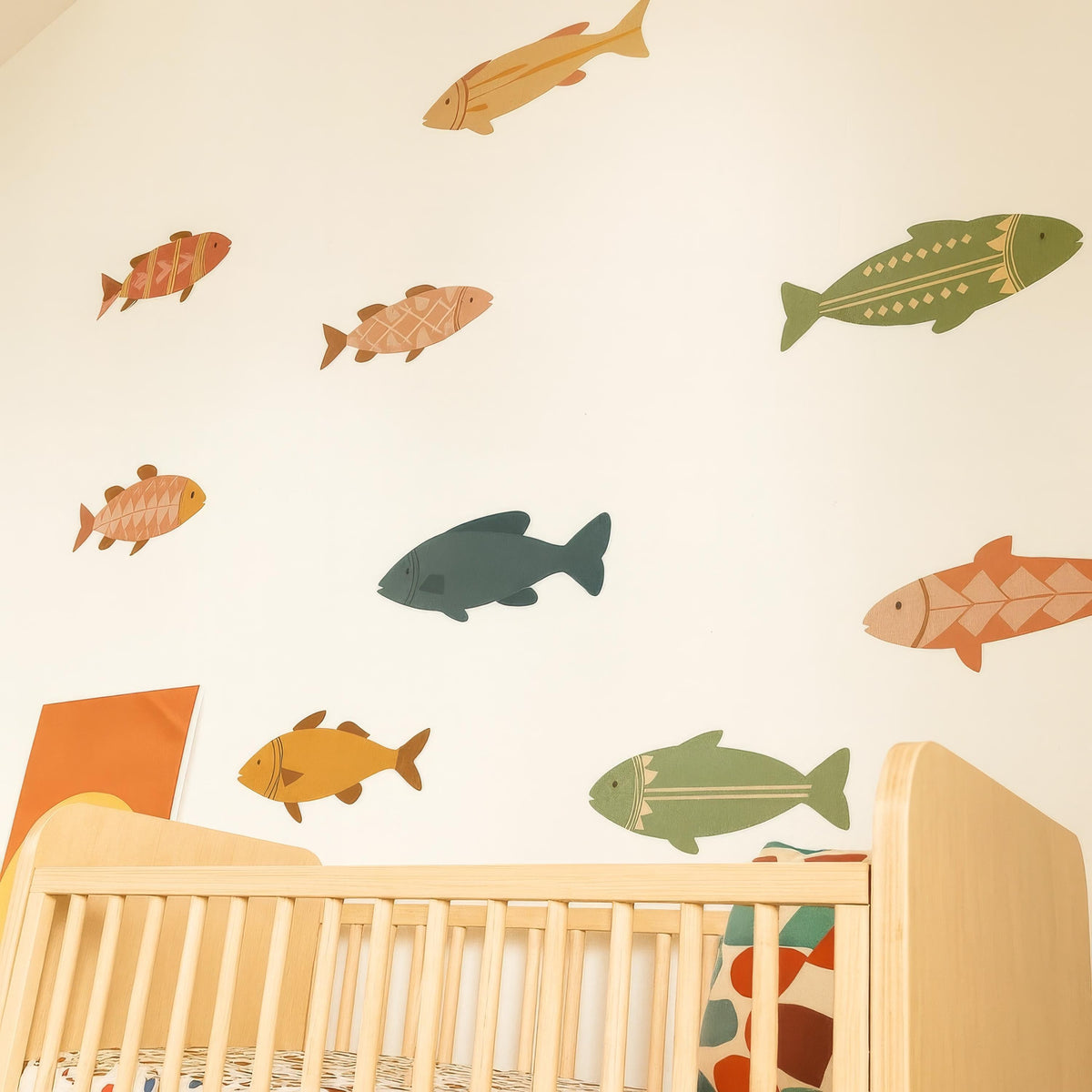 Boho Fish Wall Decals styled in a room setting