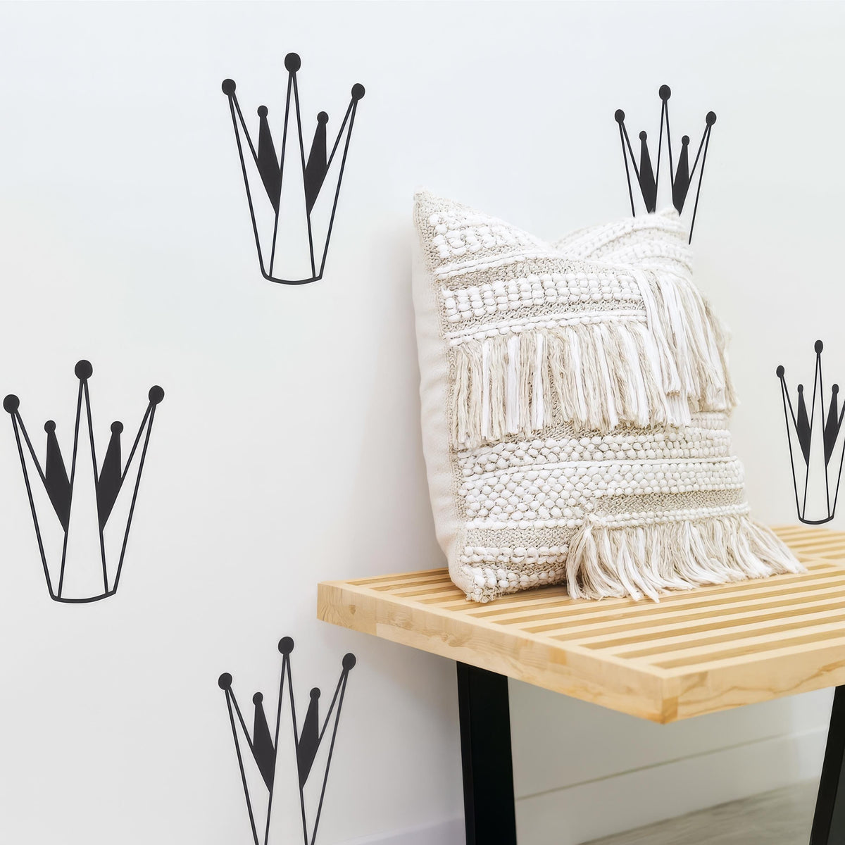 Crown Wall Decals Set (32 or 64) installed on a styled nursery wall