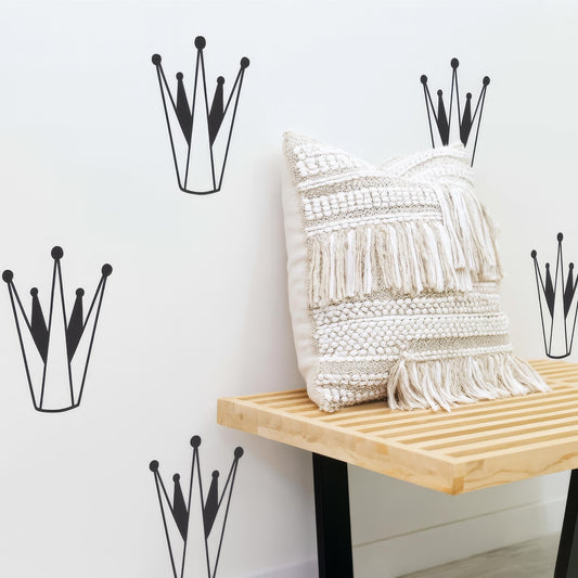 Crown Wall Decals Set (32 or 64) installed on a styled nursery wall