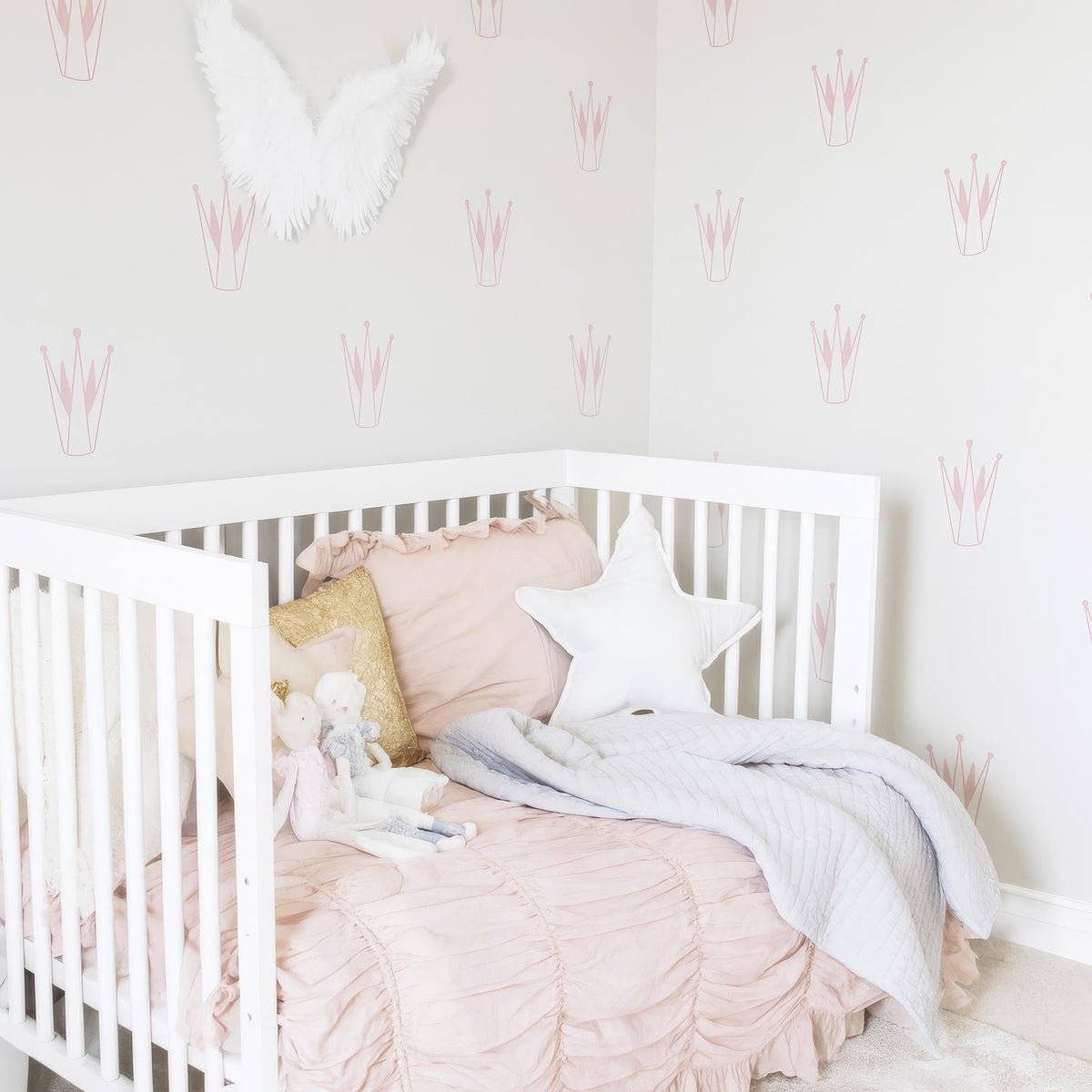 Crown Wall Decals Set (32 or 64) size reference on a wall