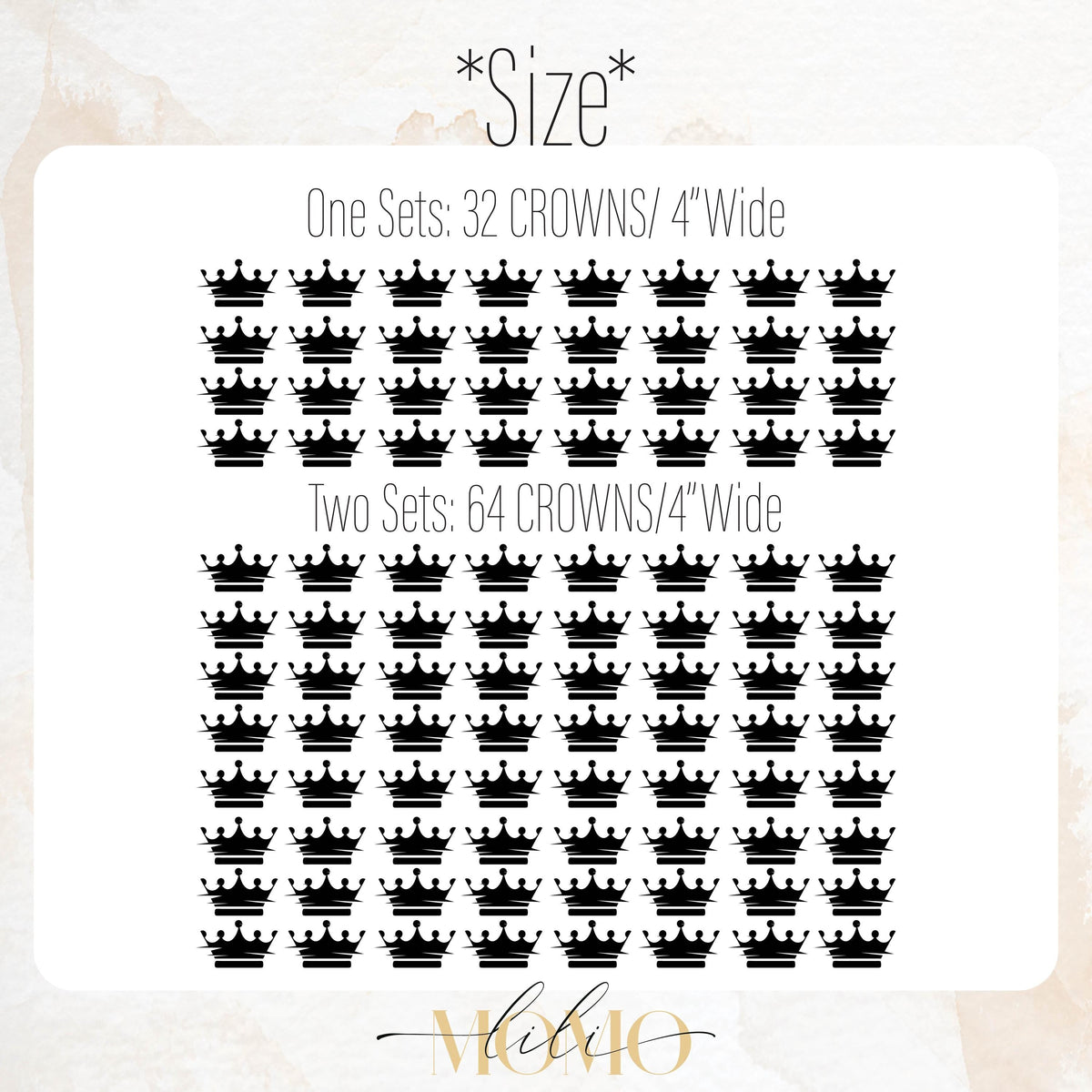 Close-up detail of king & prince crown wall decals (32 or 64) matte vinyl finish