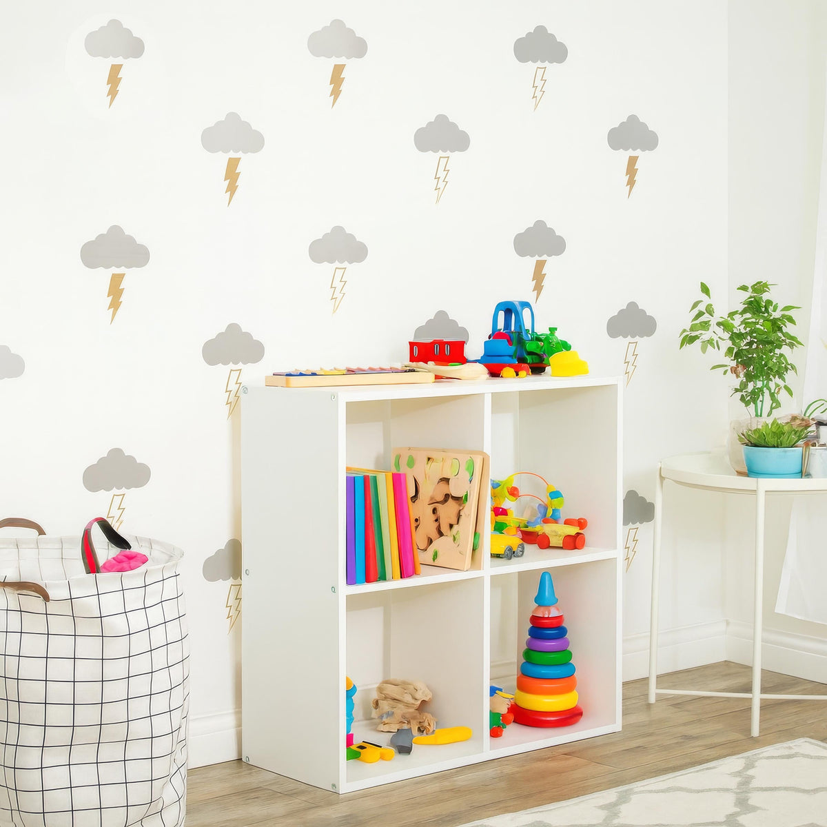 Lightning Bolts & Clouds Wall Decals (48/96) displayed in a styled space