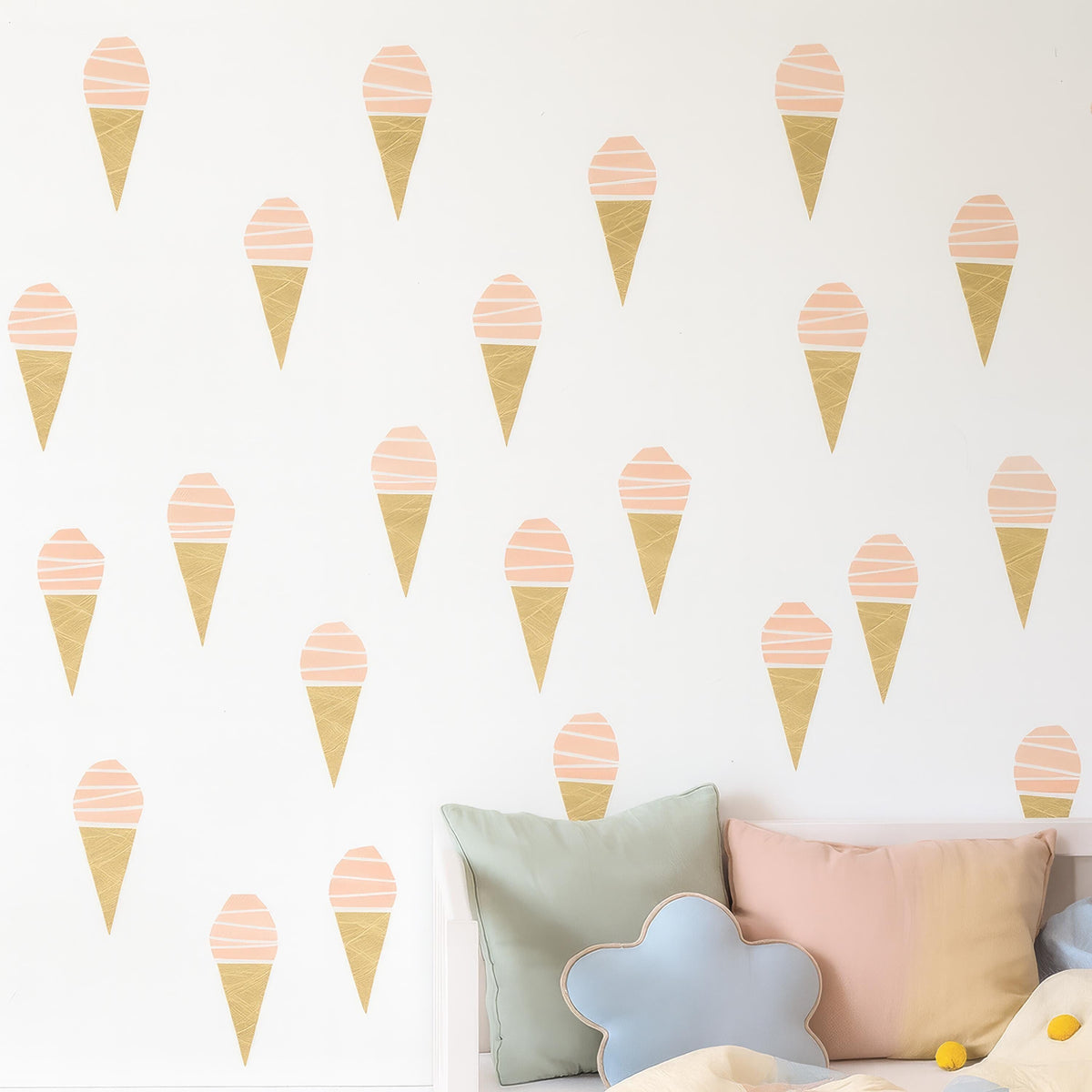 Ice Cream Cone Wall Decals (40 or 80) shown in a home interior