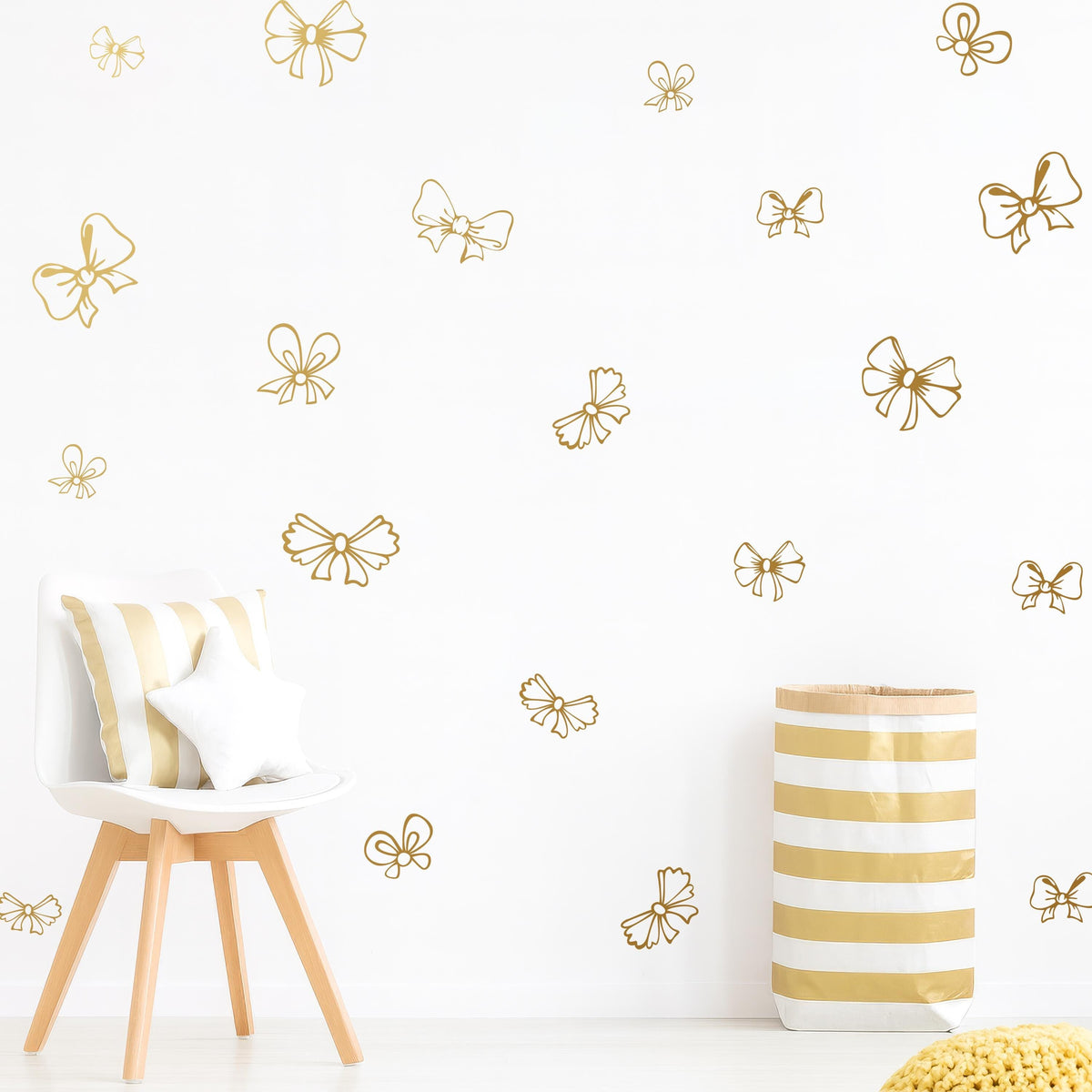Bow Wall Decals Set (22 or 44) shown in a home interior