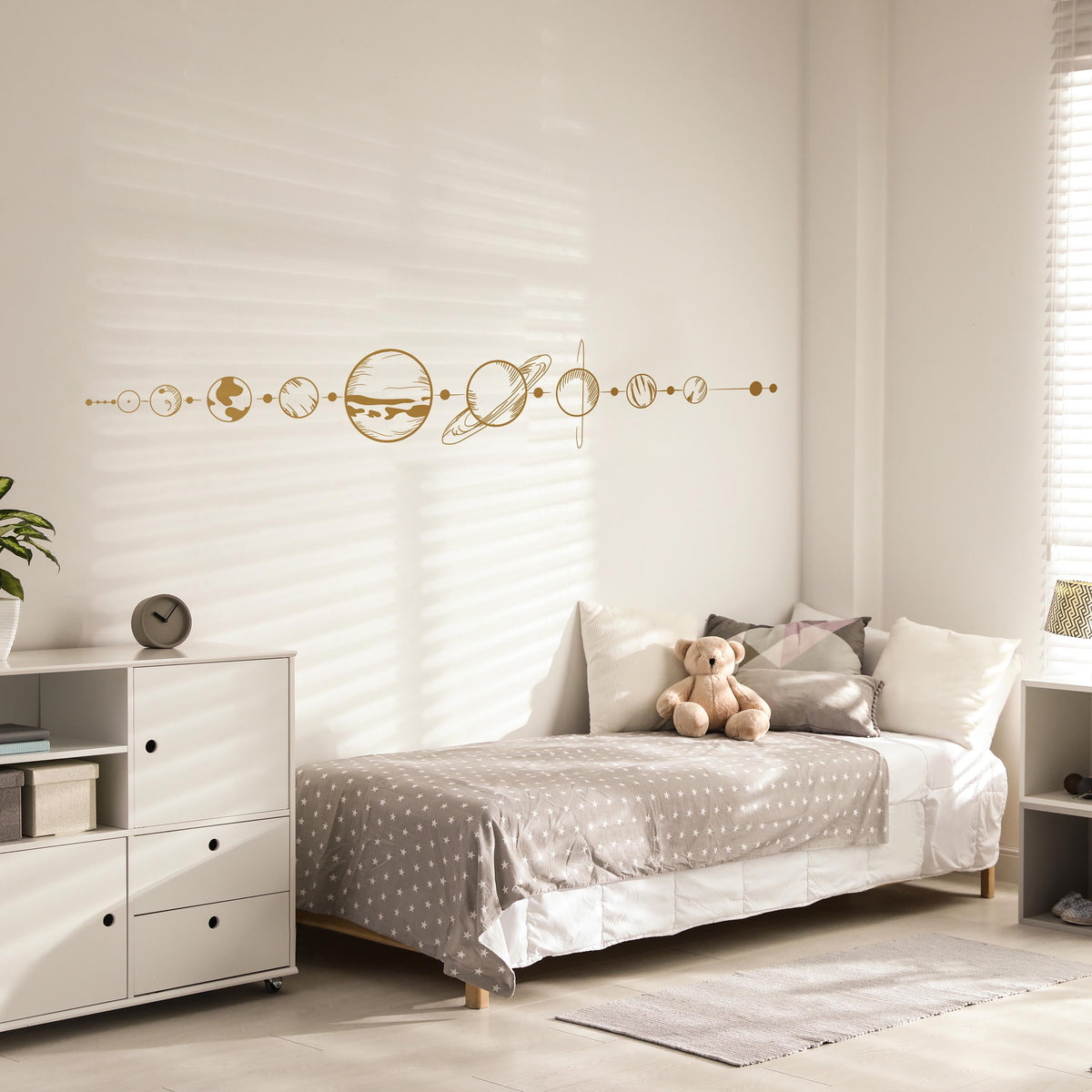 Solar System Wall Decal displayed in a styled space