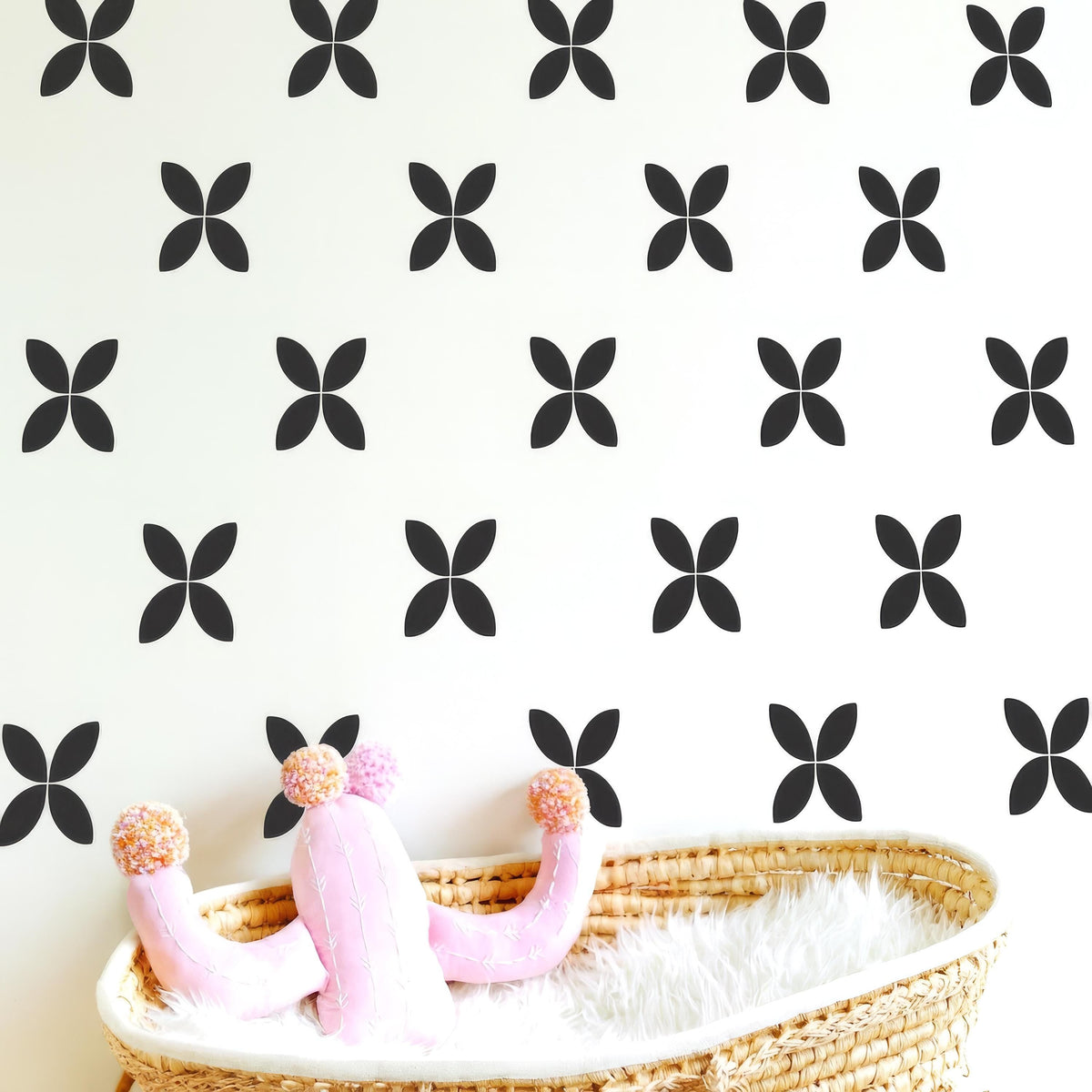 Minimalist Flower Wall Decals arranged on a feature wall