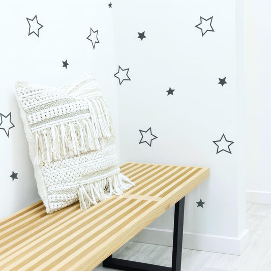 Star Wall Decals – 180/360 Mini Stars 1-2in installed on a styled nursery wall