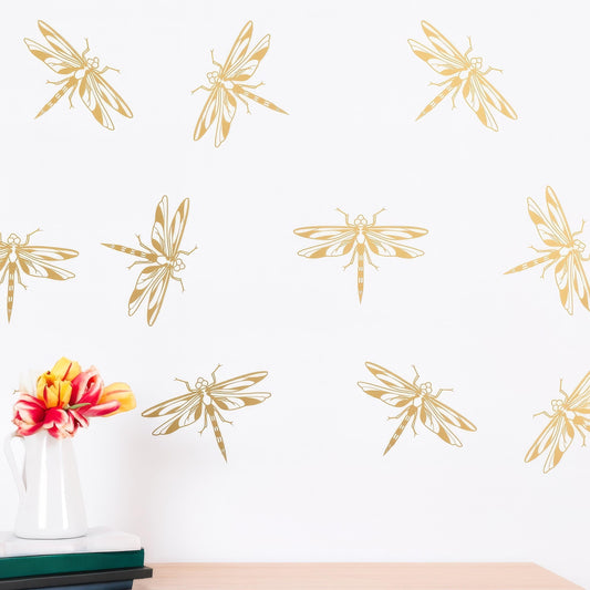 Dragonfly Wall Decals (24 or 48) installed on a styled nursery wall