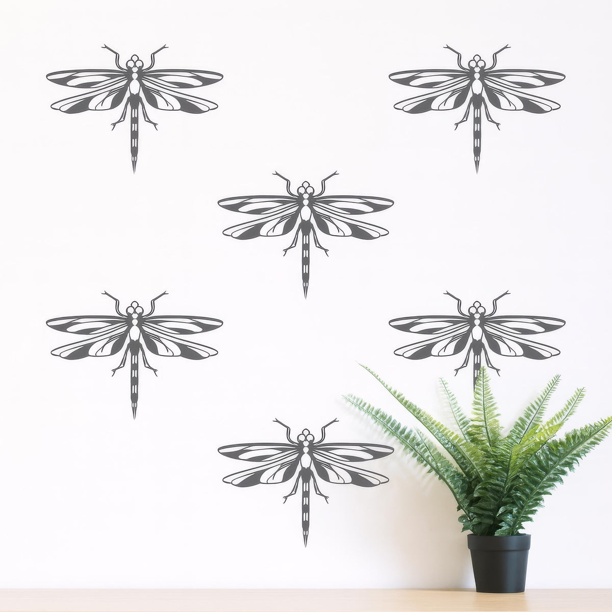 Dragonfly Wall Decals (24 or 48) arranged on a feature wall