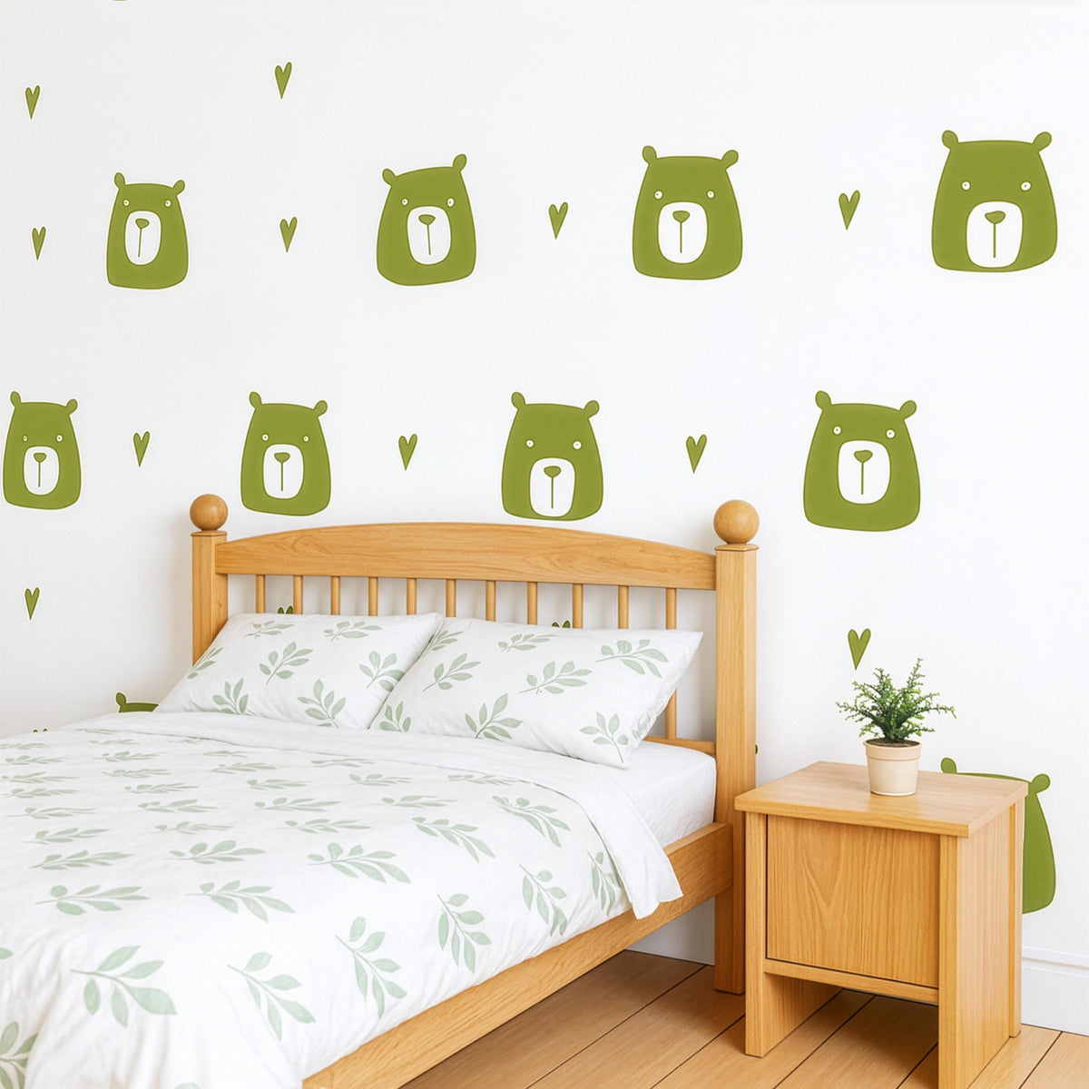 Bear Face Wall Decals with Hearts decal sheet flat-lay