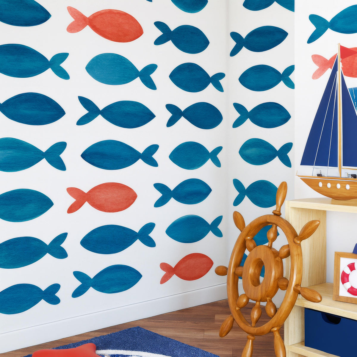 Watercolor Fish Wall Decals shown in a home interior
